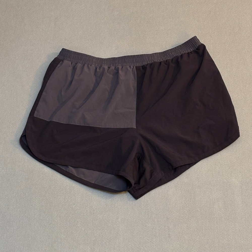 Rabbit Mens Running Shorts Black Gray Colorblock Size Large Made In USA